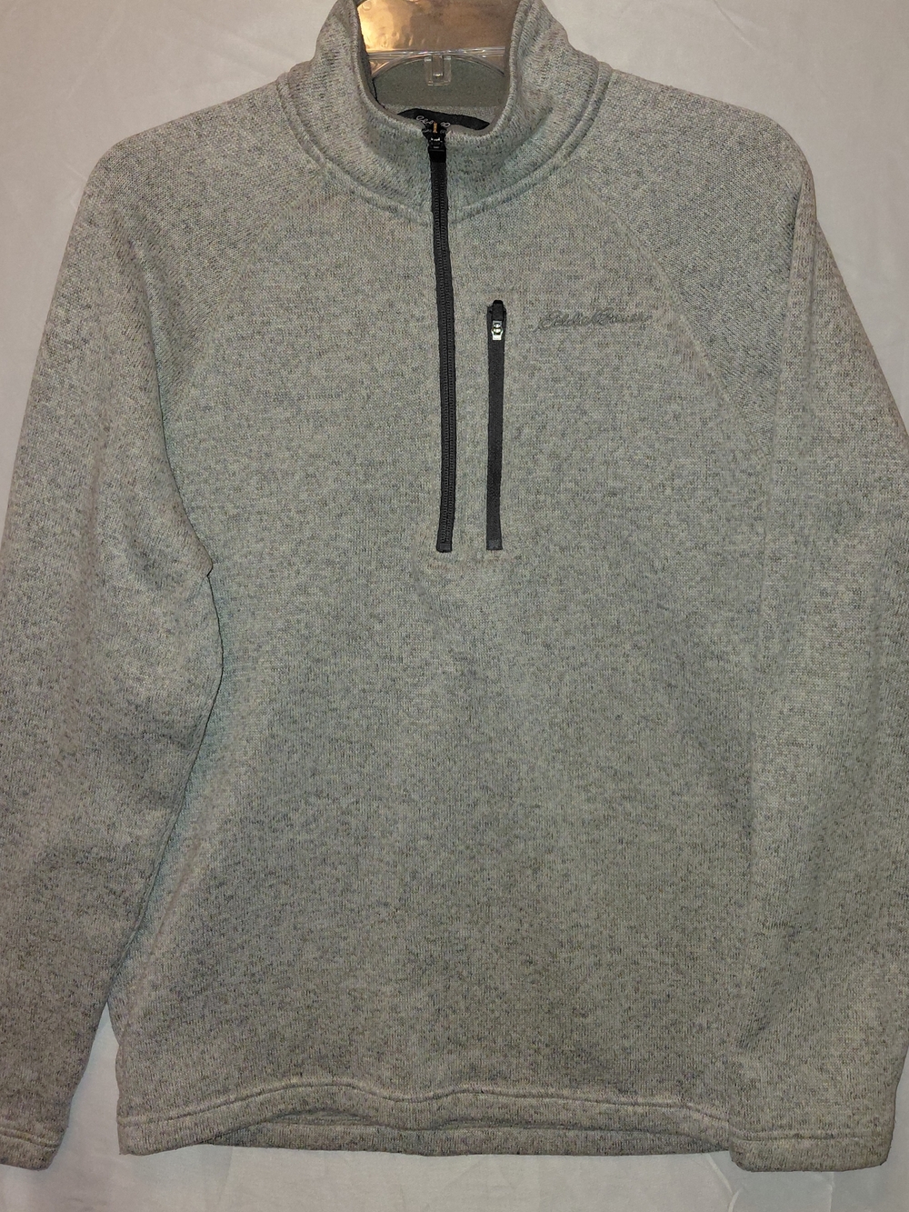 Eddie Bauer Light Gray Quarter-Zip Pullover Sweater #2625